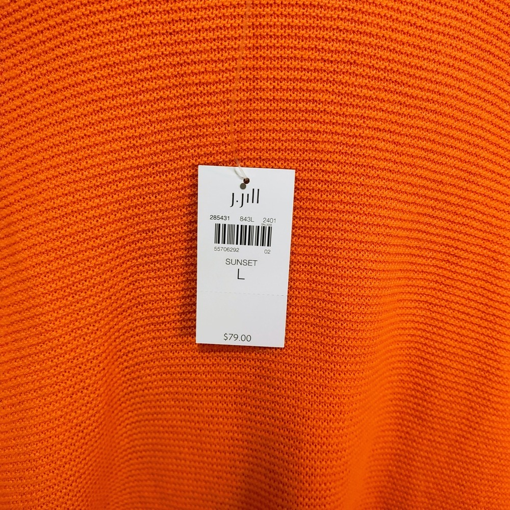NWT J.Jill Sunset Orange Cotton Blend Knit Sweater Fall Pumpkin Cozy Halloween - Picture 11 of 11